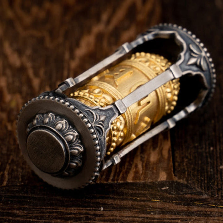 Buddha Stones 925 Sterling Silver Tibetan Prayer Wheel Om Mani Padme Hum Wisdom Necklace Pendant - image 4