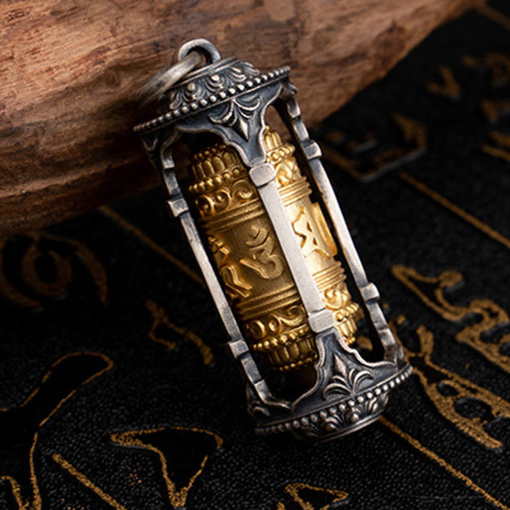 Buddha Stones 925 Sterling Silver Tibetan Prayer Wheel Om Mani Padme Hum Wisdom Necklace Pendant - image 3