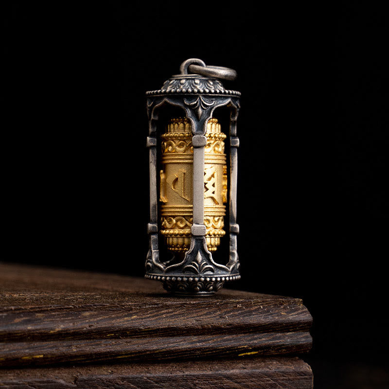Buddha Stones 925 Sterling Silver Tibetan Prayer Wheel Om Mani Padme Hum Wisdom Necklace Pendant - Prayer Wheel(Pendant Only) - image 1