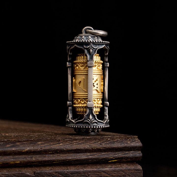 Buddha Stones 925 Sterling Silver Tibetan Prayer Wheel Om Mani Padme Hum Wisdom Necklace Pendant - Prayer Wheel(Pendant Only) - image 1