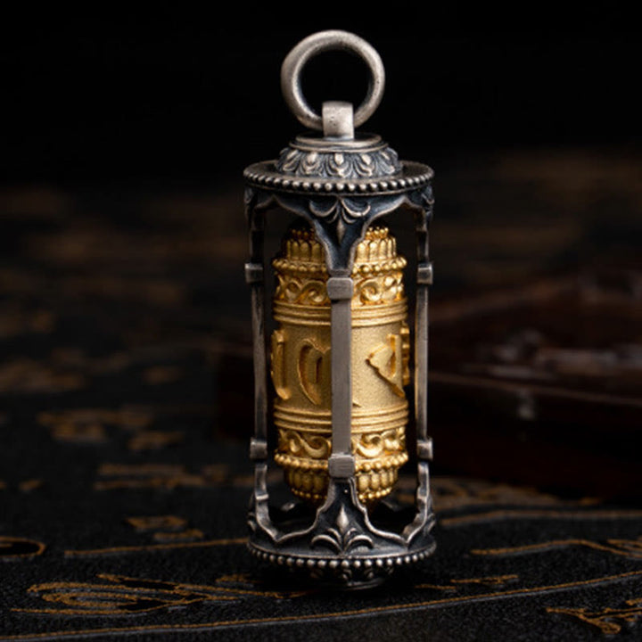 Buddha Stones 925 Sterling Silver Tibetan Prayer Wheel Om Mani Padme Hum Wisdom Necklace Pendant - image 8