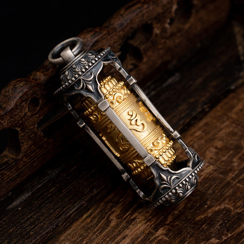 Buddha Stones 925 Sterling Silver Tibetan Prayer Wheel Om Mani Padme Hum Wisdom Necklace Pendant - image 10
