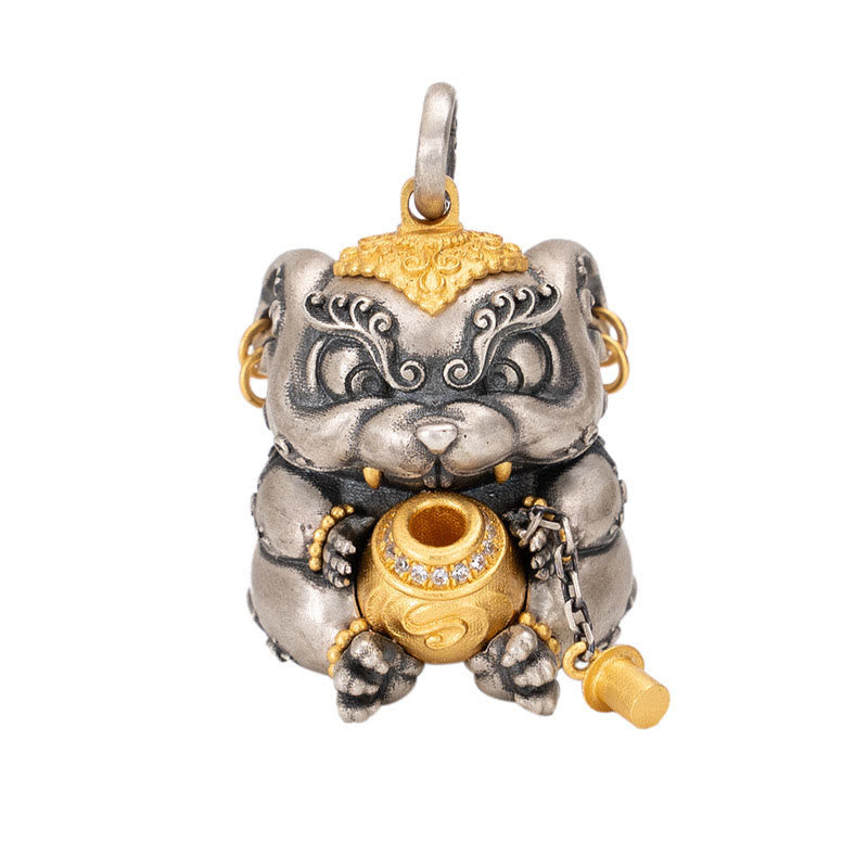 Buddha Stones 925 Sterling Silver Tibetan Treasure-spitting Rat Protection Necklace Pendant - image 12
