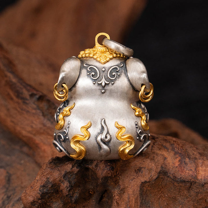 Buddha Stones 925 Sterling Silver Tibetan Treasure-spitting Rat Protection Necklace Pendant - image 2