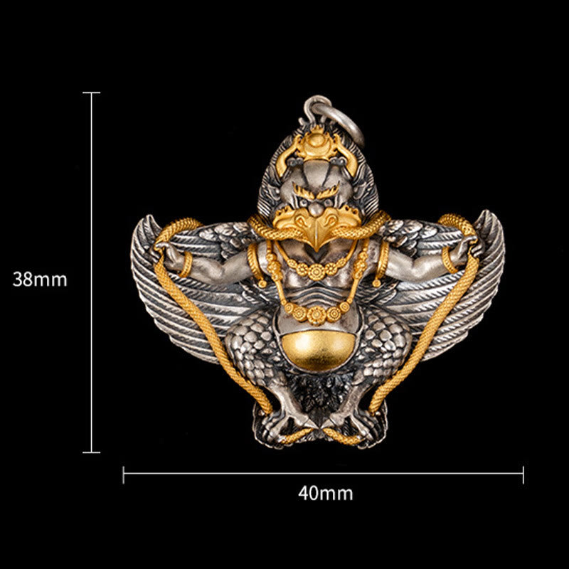 Buddha Stones 925 Sterling Silver Tibetan Garuda Bird Wisdom Necklace Pendant - image 9