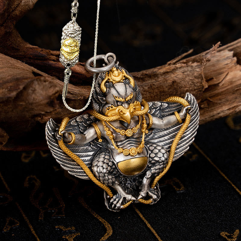 Buddha Stones 925 Sterling Silver Tibetan Garuda Bird Wisdom Necklace Pendant - Garuda&52cm The Lord of the Corpse Forest Copper Chain - image 19