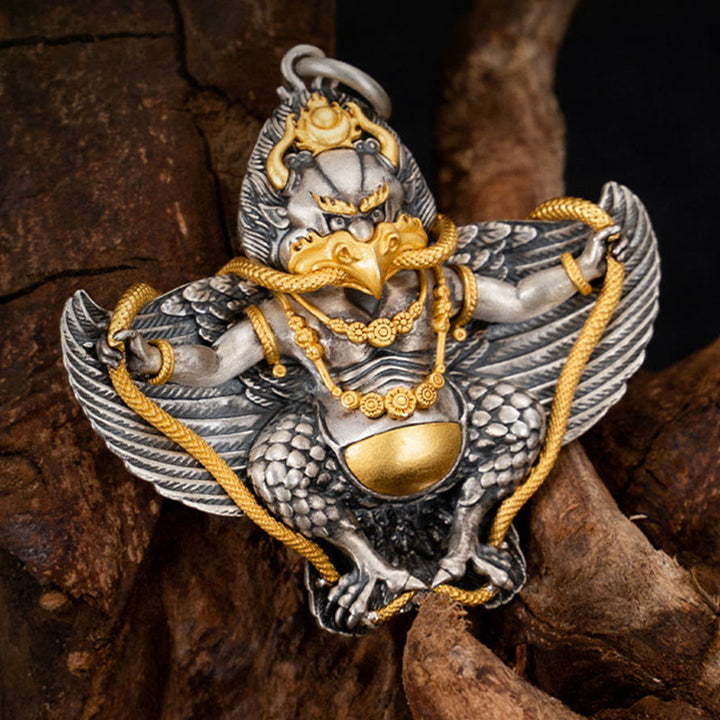Buddha Stones 925 Sterling Silver Tibetan Garuda Bird Wisdom Necklace Pendant - image 0