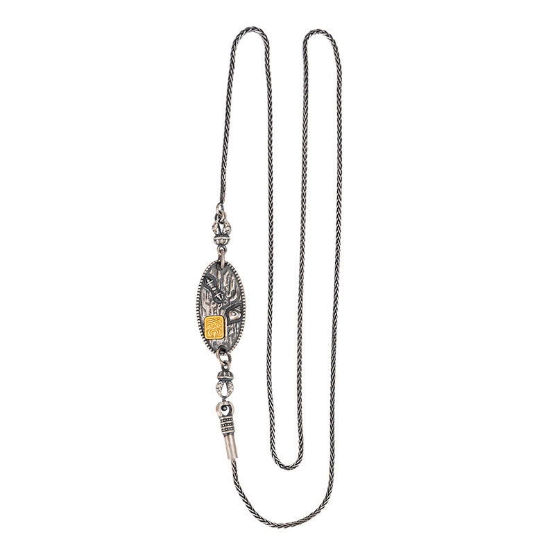 Buddha Stones 925 Sterling Silver Tibetan Zakiram Goddess of Wealth Bodhisattva Tara Om Mani Padme Hum Protection Metal Chain Necklace - Zakiram 49cm Chain - image 3