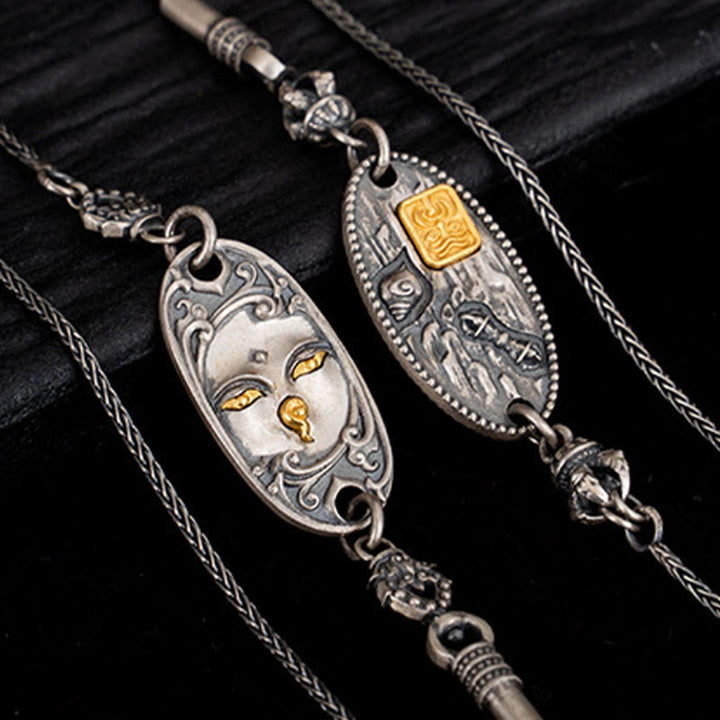 Buddha Stones 925 Sterling Silver Tibetan Zakiram Goddess of Wealth Bodhisattva Tara Om Mani Padme Hum Protection Metal Chain Necklace - image 11