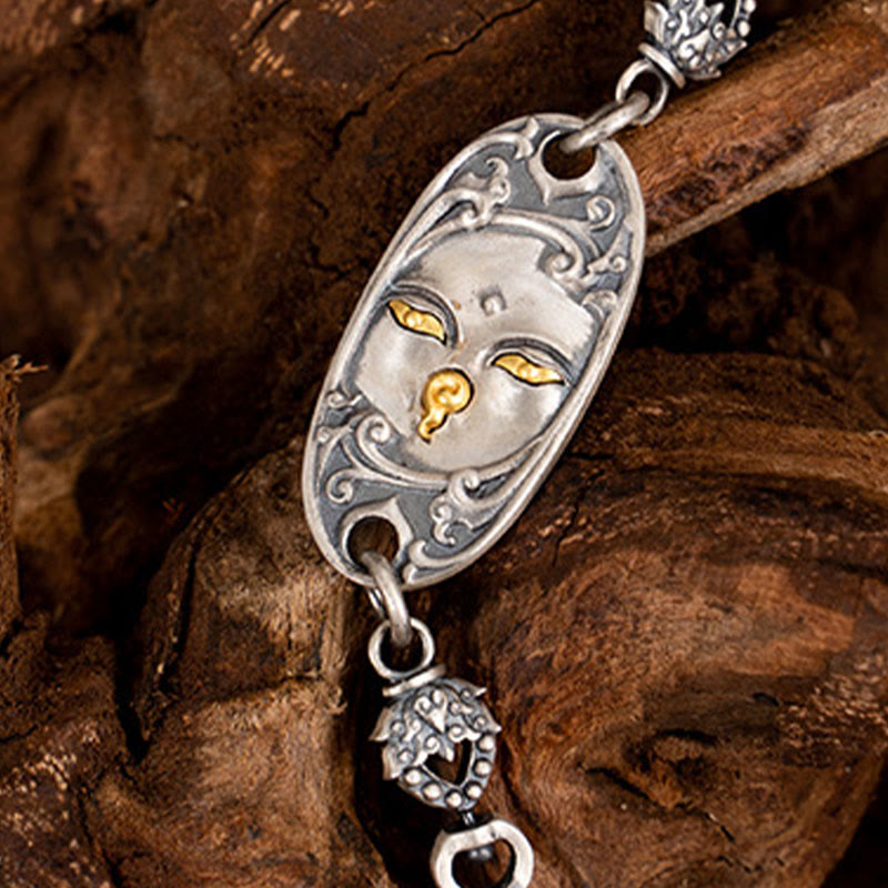 Buddha Stones 925 Sterling Silver Tibetan Zakiram Goddess of Wealth Bodhisattva Tara Om Mani Padme Hum Protection Metal Chain Necklace - image 8