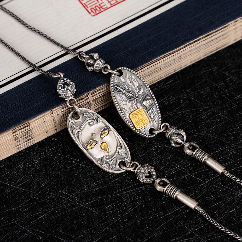 Buddha Stones 925 Sterling Silver Tibetan Zakiram Goddess of Wealth Bodhisattva Tara Om Mani Padme Hum Protection Metal Chain Necklace - image 9