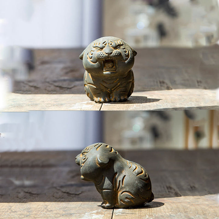 Buddha Stones Mini Cute Tiger Iron Powder Rust Cast Resin Statue Home Decoration - image 16