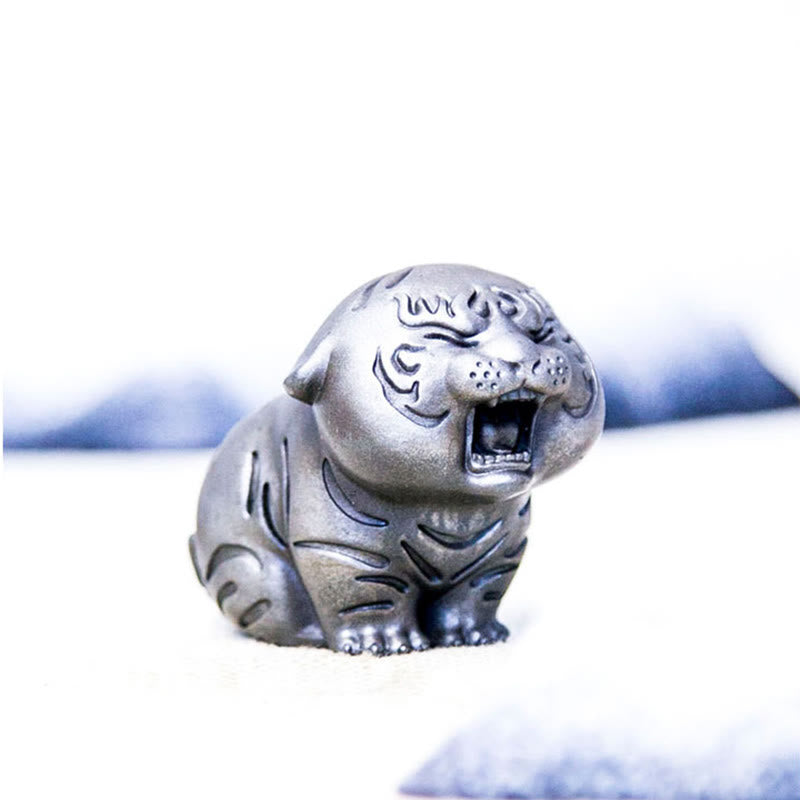 Buddha Stones Mini Cute Tiger Iron Powder Rust Cast Resin Statue Home Decoration