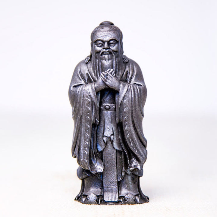 Buddha Stones Handmade Confucius Iron Powder Rust Cast Resin Statue Home Decoration