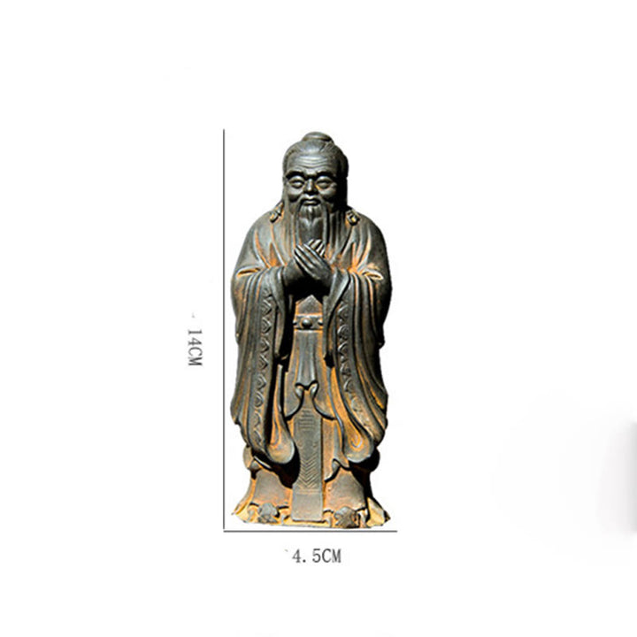 Buddha Stones Handmade Confucius Iron Powder Rust Cast Resin Statue Home Decoration - image 12