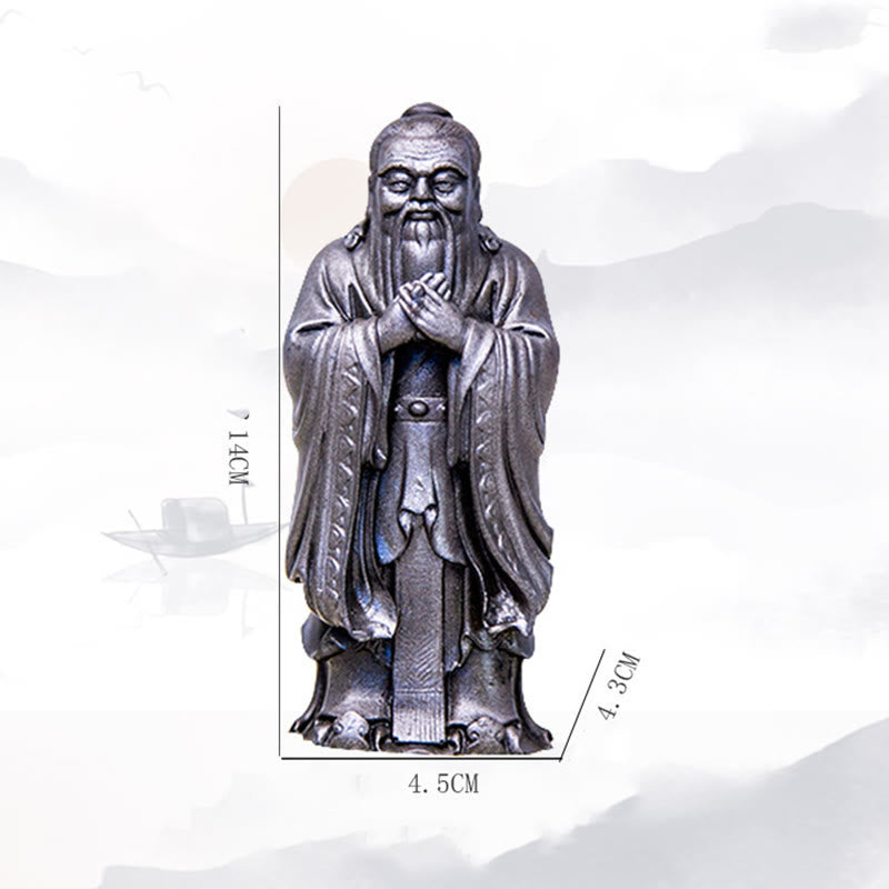Buddha Stones Handmade Confucius Iron Powder Rust Cast Resin Statue Home Decoration - image 28