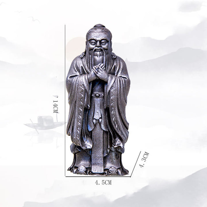 Buddha Stones Handmade Confucius Iron Powder Rust Cast Resin Statue Home Decoration - image 28