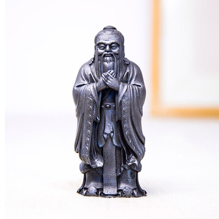 Buddha Stones Handmade Confucius Iron Powder Rust Cast Resin Statue Home Decoration