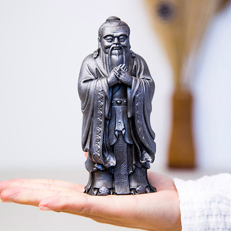Buddha Stones Handmade Confucius Iron Powder Rust Cast Resin Statue Home Decoration - image 18