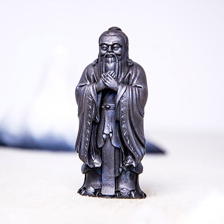 Buddha Stones Handmade Confucius Iron Powder Rust Cast Resin Statue Home Decoration - image 22