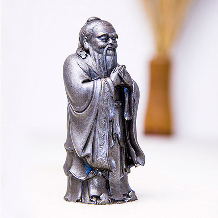 Buddha Stones Handmade Confucius Iron Powder Rust Cast Resin Statue Home Decoration - image 23
