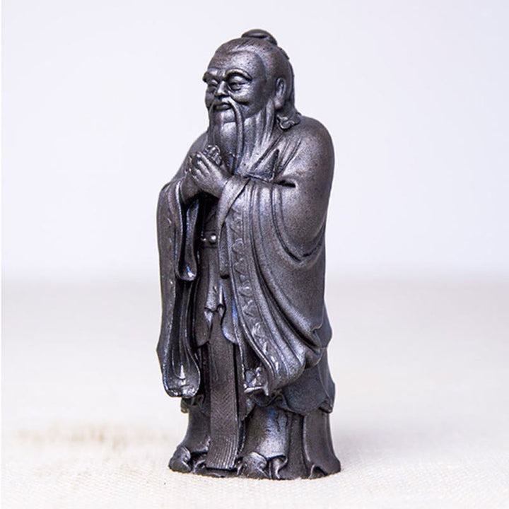 Buddha Stones Handmade Confucius Iron Powder Rust Cast Resin Statue Home Decoration - image 17