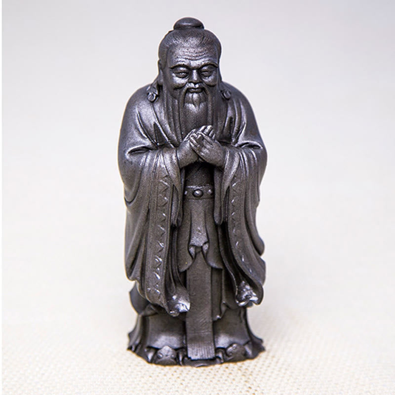 Buddha Stones Handmade Confucius Iron Powder Rust Cast Resin Statue Home Decoration - image 24