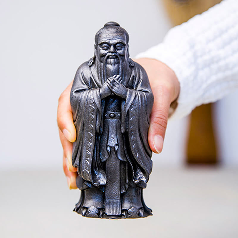 Buddha Stones Handmade Confucius Iron Powder Rust Cast Resin Statue Home Decoration - image 19