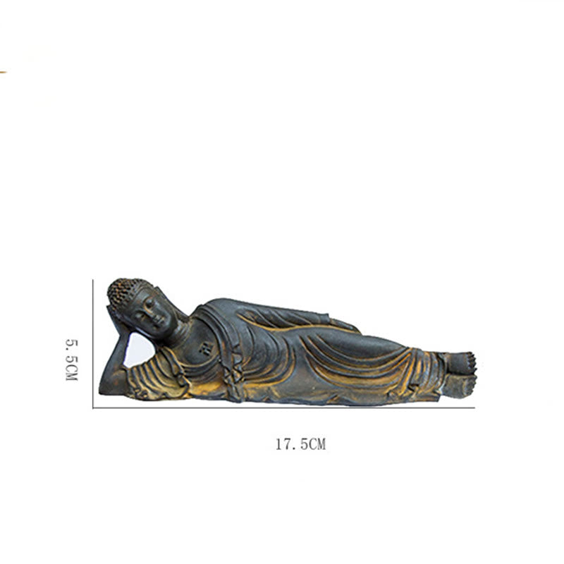 Buddha Stones Reclining Buddha Shakyamuni Iron Powder Rust Cast Resin Statue Home Decoration - image 15