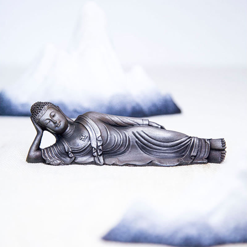 Buddha Stones Reclining Buddha Shakyamuni Iron Powder Rust Cast Resin Statue Home Decoration - image 24