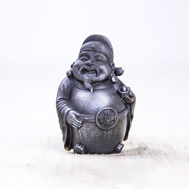 Buddha Stones Handmade Literary Military God of Wealth Iron Powder Rust Cast Resin Statue Home Decoration