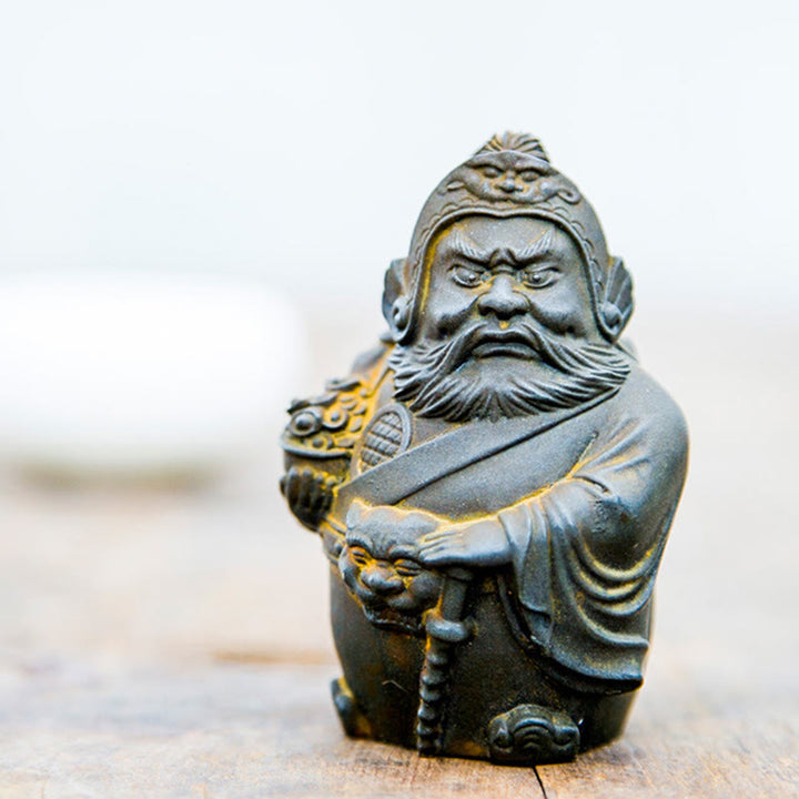 Buddha Stones Handmade Literary Military God of Wealth Iron Powder Rust Cast Resin Statue Home Decoration - image 8