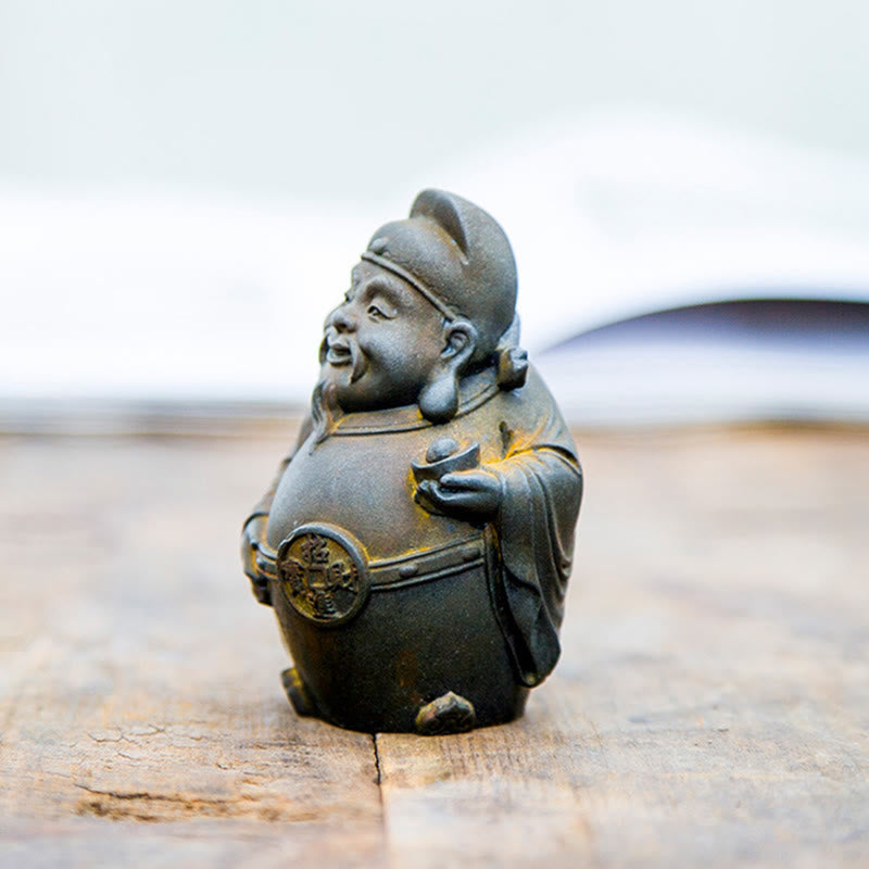 Buddha Stones Handmade Literary Military God of Wealth Iron Powder Rust Cast Resin Statue Home Decoration - image 5