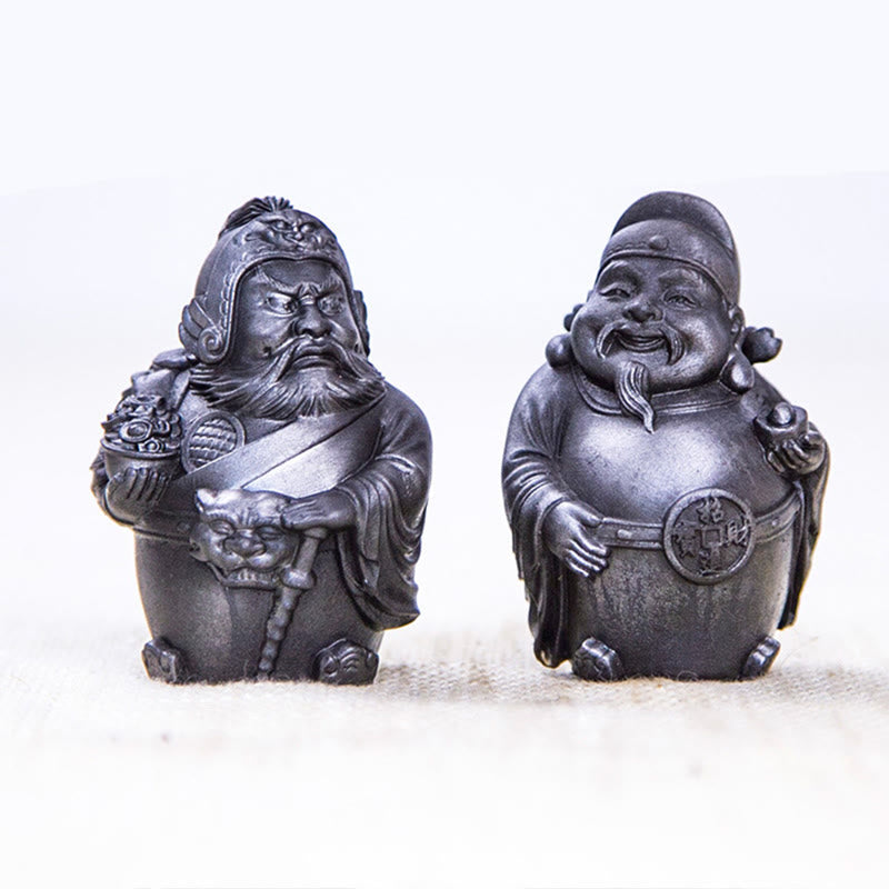 Buddha Stones Handmade Literary Military God of Wealth Iron Powder Rust Cast Resin Statue Home Decoration - image 25