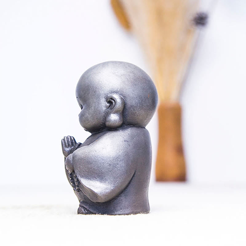 Buddha Stones Handmade Little Monk Iron Powder Rust Cast Resin Statue Home Decoration - image 16