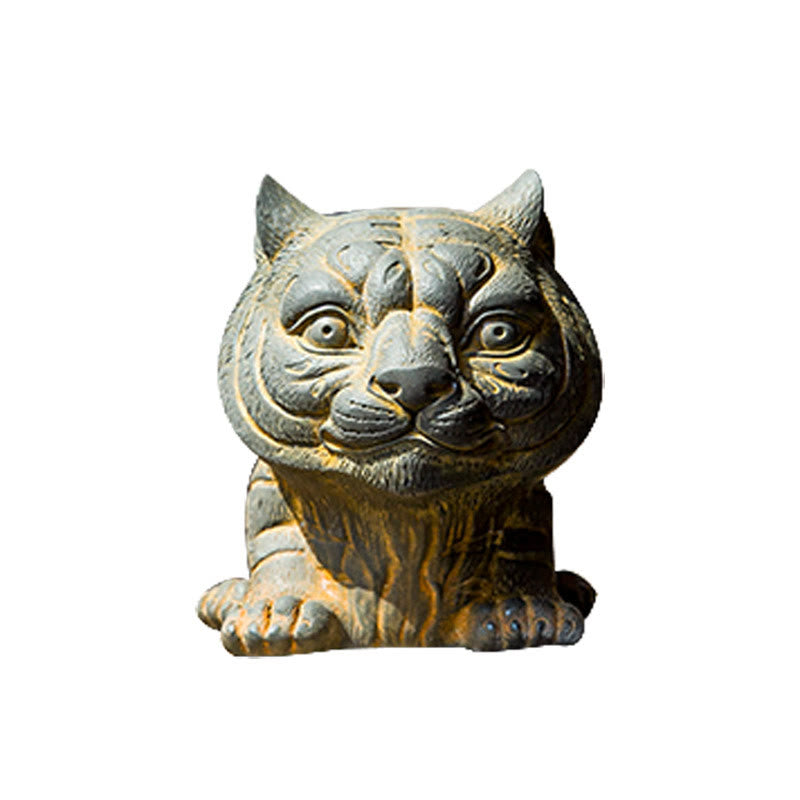 Buddha Stones Handmade Small Lovely Tiger Iron Powder Rust Cast Resin Statue Home Decoration - image 6