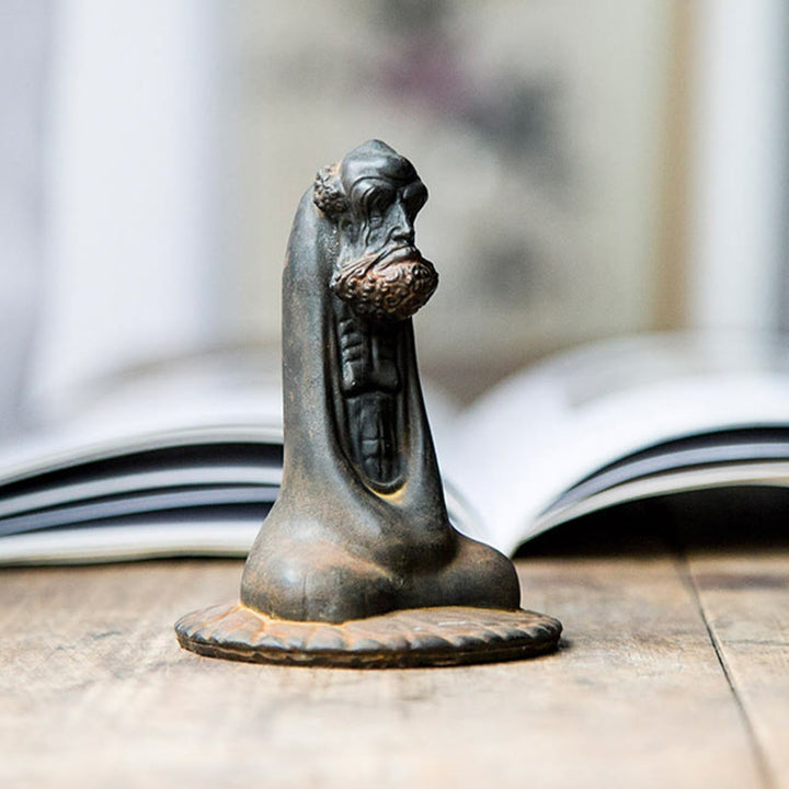 Buddha Stones Handmade Bodhidharma Iron Powder Rust Cast Resin Statue Home Decoration - image 2