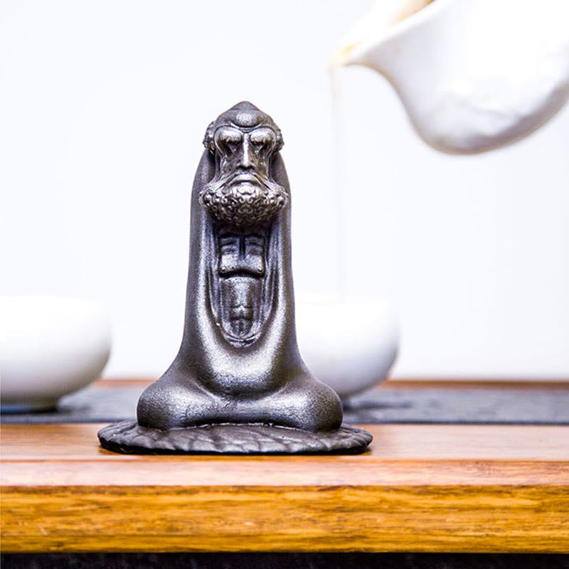 Buddha Stones Handmade Bodhidharma Iron Powder Rust Cast Resin Statue Home Decoration - image 24