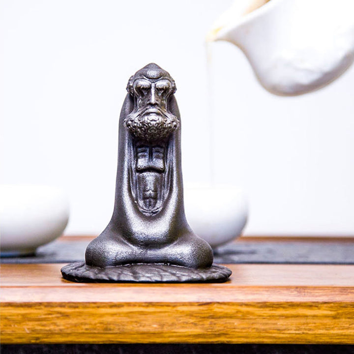 Buddha Stones Handmade Bodhidharma Iron Powder Rust Cast Resin Statue Home Decoration - image 24