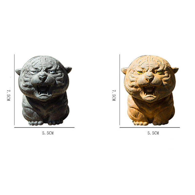 Buddha Stones Handmade Mini Roaring Tiger Iron Powder Rust Cast Resin Statue Home Decoration - image 7