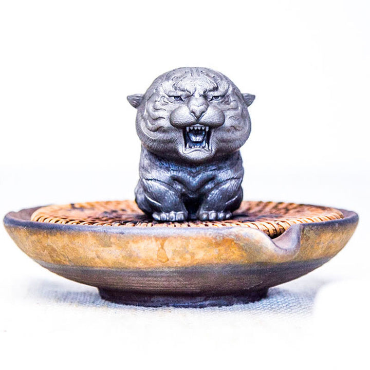 Buddha Stones Handmade Mini Roaring Tiger Iron Powder Rust Cast Resin Statue Home Decoration - image 18