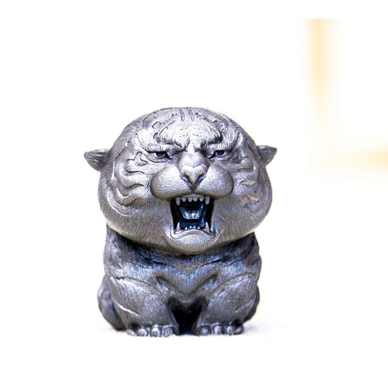Buddha Stones Handmade Mini Roaring Tiger Iron Powder Rust Cast Resin Statue Home Decoration - image 28