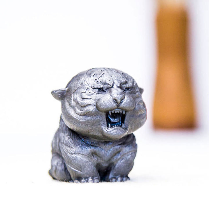 Buddha Stones Handmade Mini Roaring Tiger Iron Powder Rust Cast Resin Statue Home Decoration - image 26