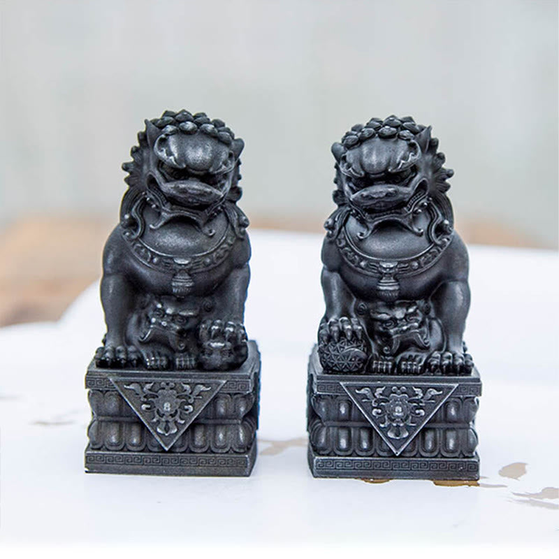 Buddha Stones Handmade Lion Fu Foo Dogs Iron Powder Rust Cast Resin Statue Ward Off Evil Protection Home Decoration - image 9
