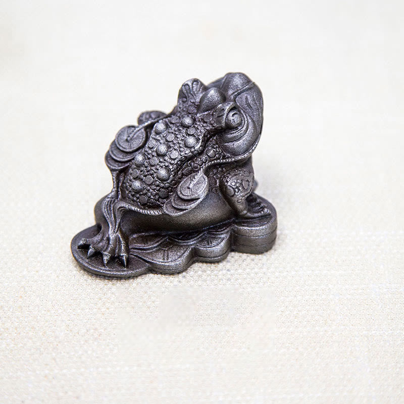Buddha Stones Handmade Feng Shui Frog Toad Copper Coins Iron Powder Rust Cast Resin Statue Home Decoration - Feng Shui Frog - Polished Version 6*6*7cm - image 17