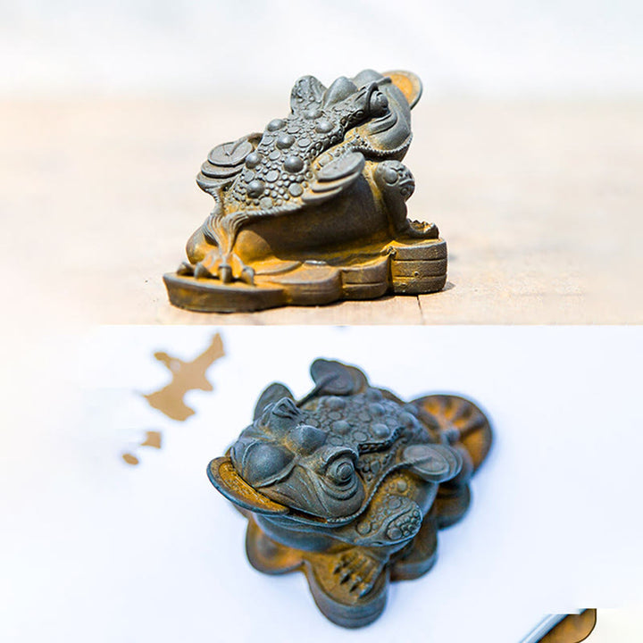 Buddha Stones Handmade Feng Shui Frog Toad Copper Coins Iron Powder Rust Cast Resin Statue Home Decoration - image 16