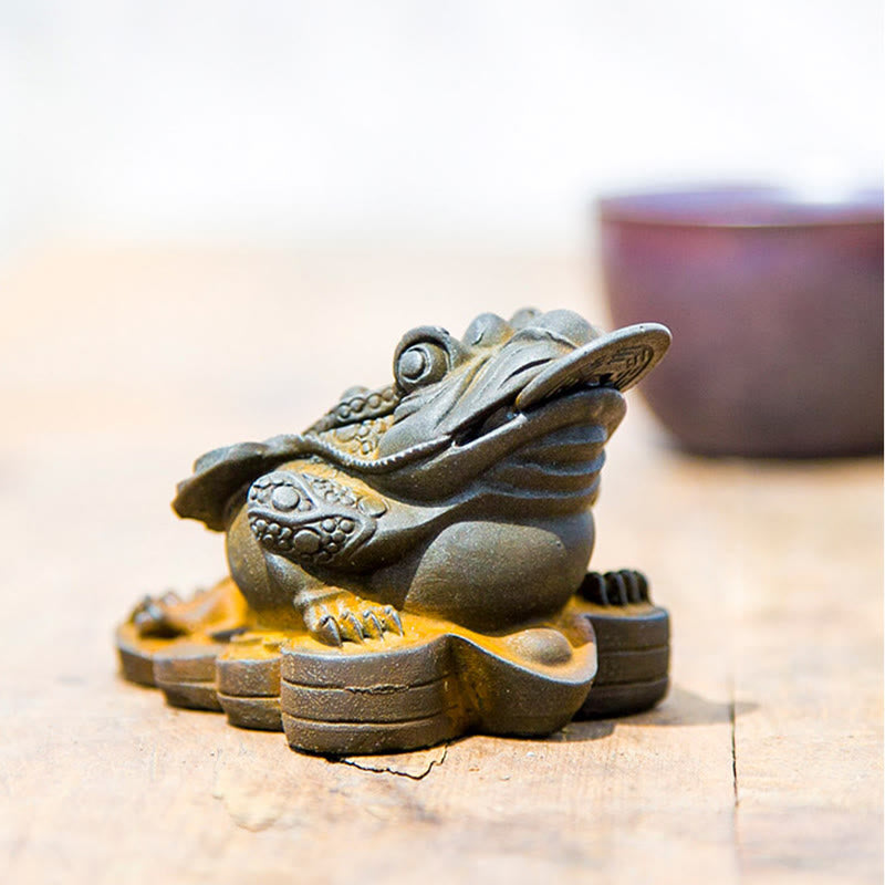 Buddha Stones Handmade Feng Shui Frog Toad Copper Coins Iron Powder Rust Cast Resin Statue Home Decoration - image 12