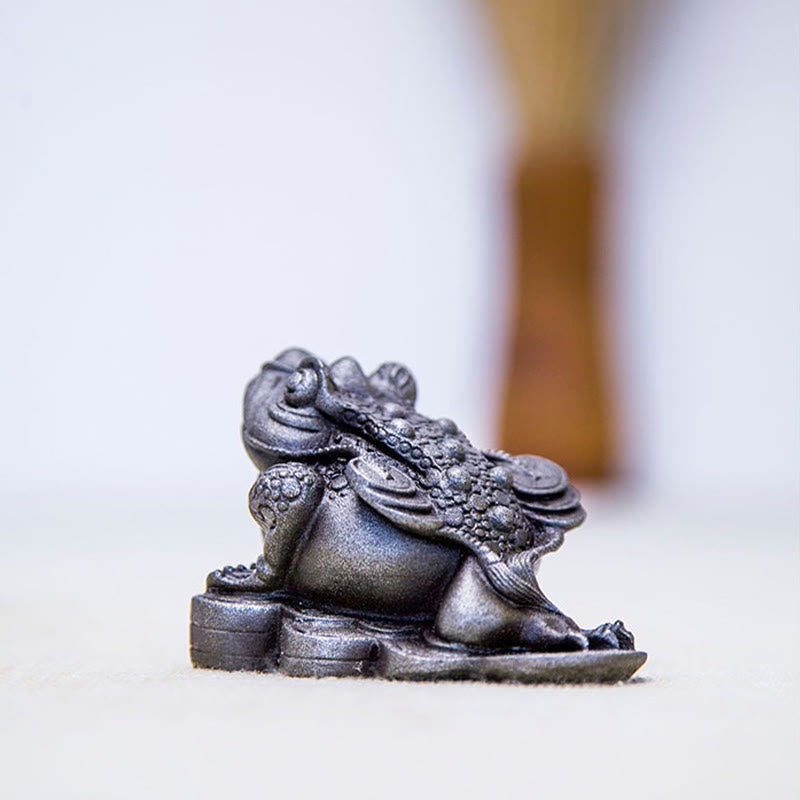 Buddha Stones Handmade Feng Shui Frog Toad Copper Coins Iron Powder Rust Cast Resin Statue Home Decoration