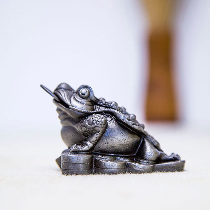 Buddha Stones Handmade Feng Shui Frog Toad Copper Coins Iron Powder Rust Cast Resin Statue Home Decoration - image 22