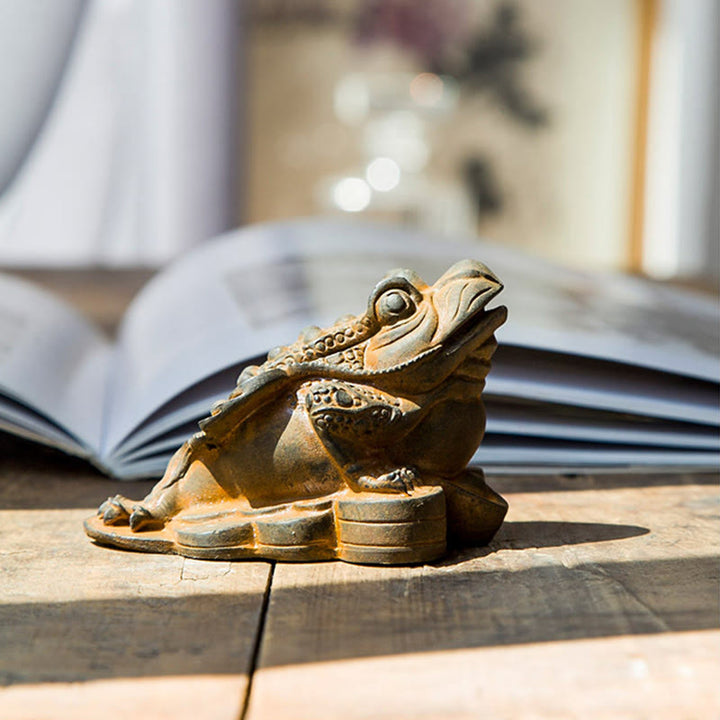 Buddha Stones Handmade Feng Shui Frog Toad Copper Coins Iron Powder Rust Cast Resin Statue Home Decoration - image 13